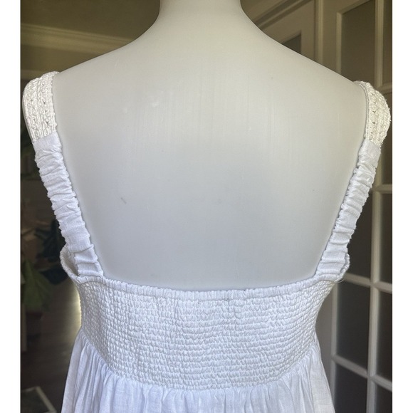 J.Crew White Boho Crochet Bodice Linen Maxi Dress Women's Size M Summer Beach - Picture 8 of 13